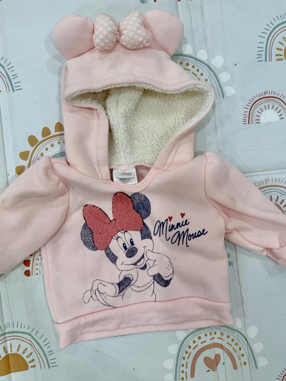 Disney Pink Minnie Mouse Sherpa-Lined Hoodie with Ears and Bow